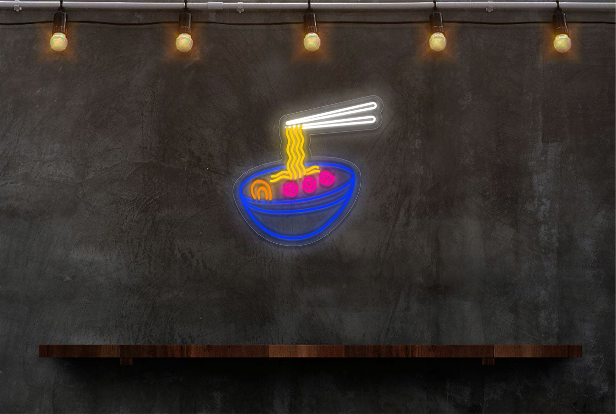 Ramen with Chopstick in a Bowl LED Neon Sign