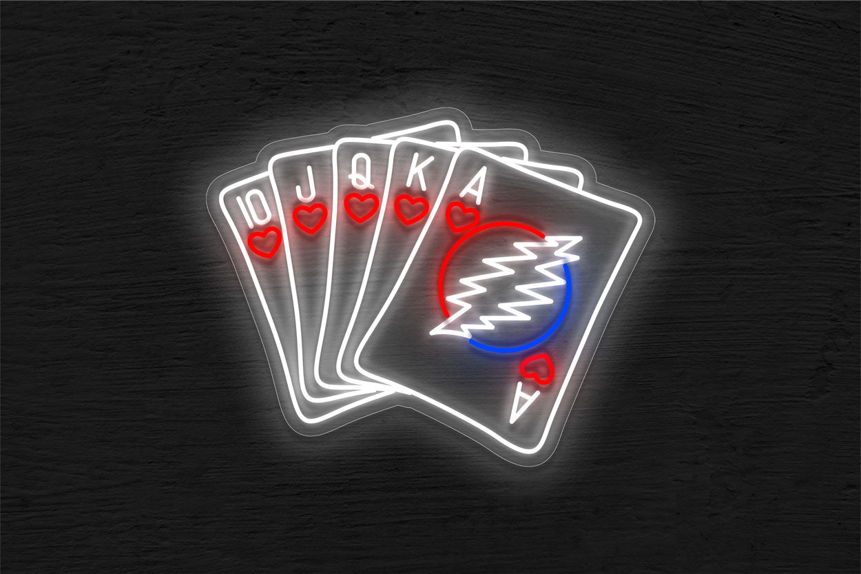 Royal Flush with Grateful Dead Logo LED Neon Sign