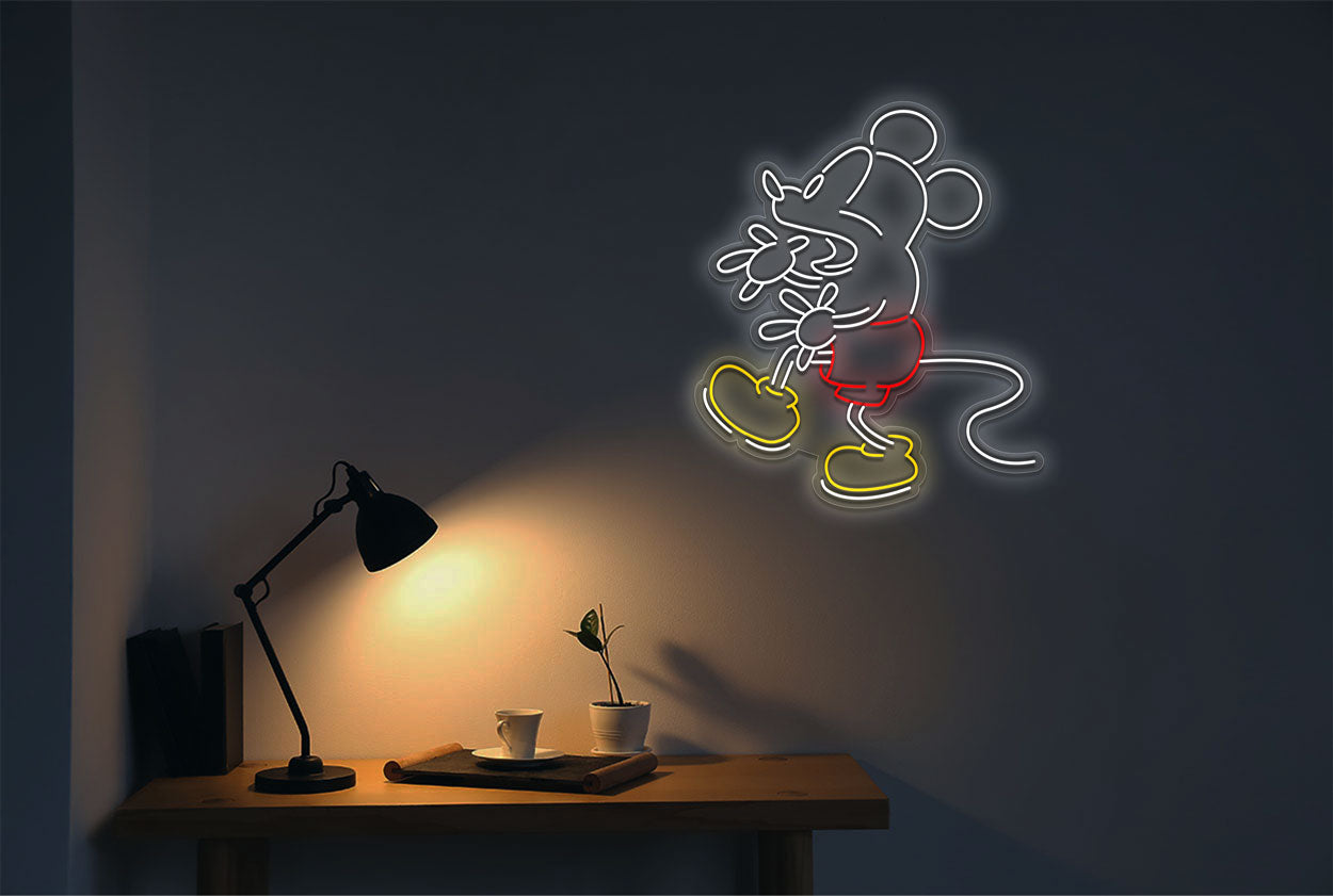 Mouse Scared Reaction LED Neon Sign