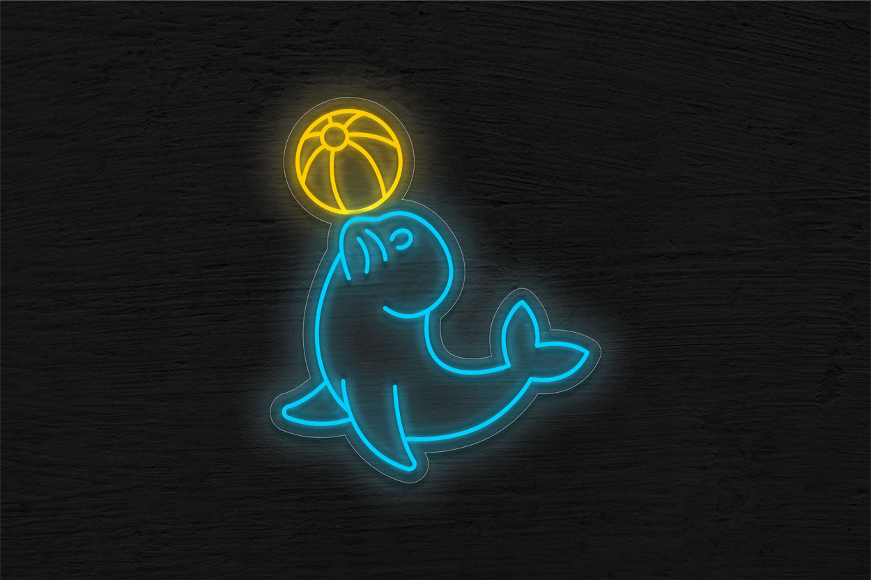 Seal Playing Ball LED Neon Sign