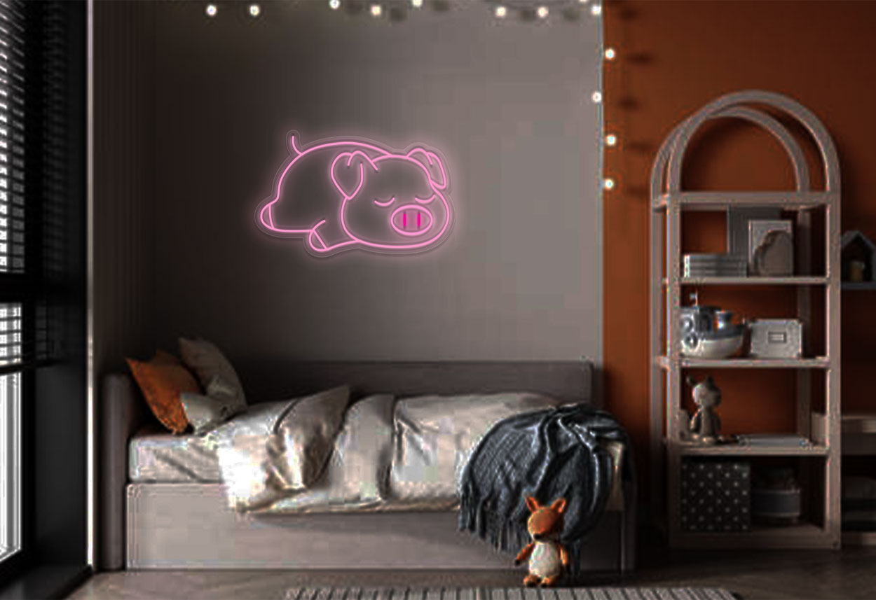 Sleeping Pig LED Neon Sign