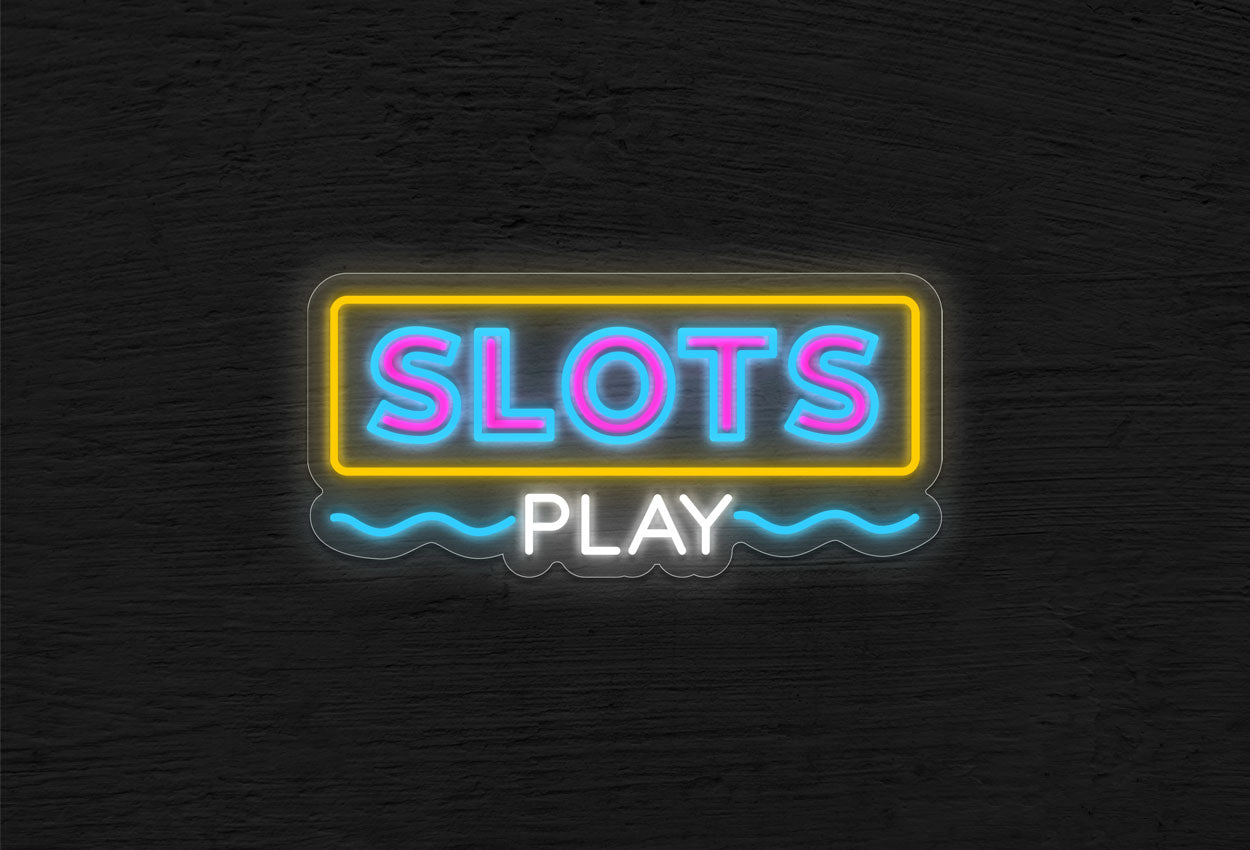 Slots Play with Border and Wave LED Neon Sign