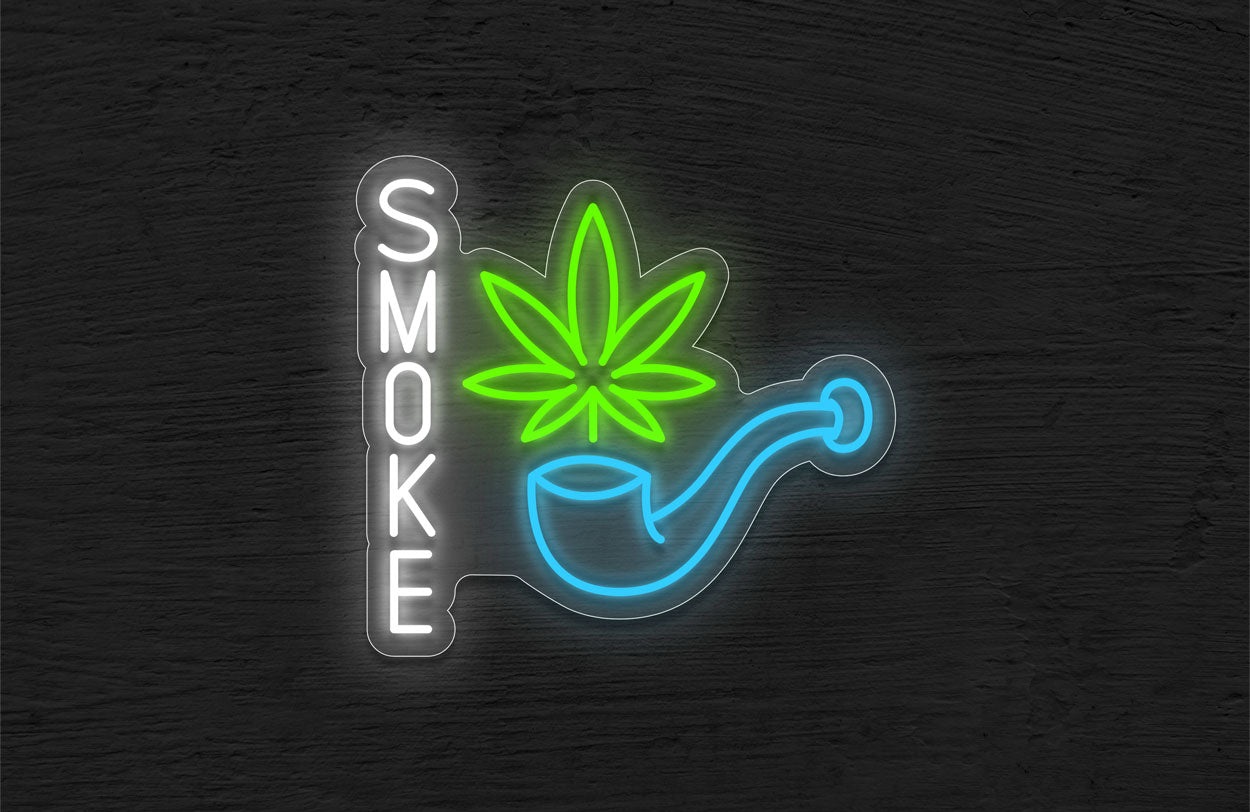 Smoke Cannabis with Logo LED Neon Sign