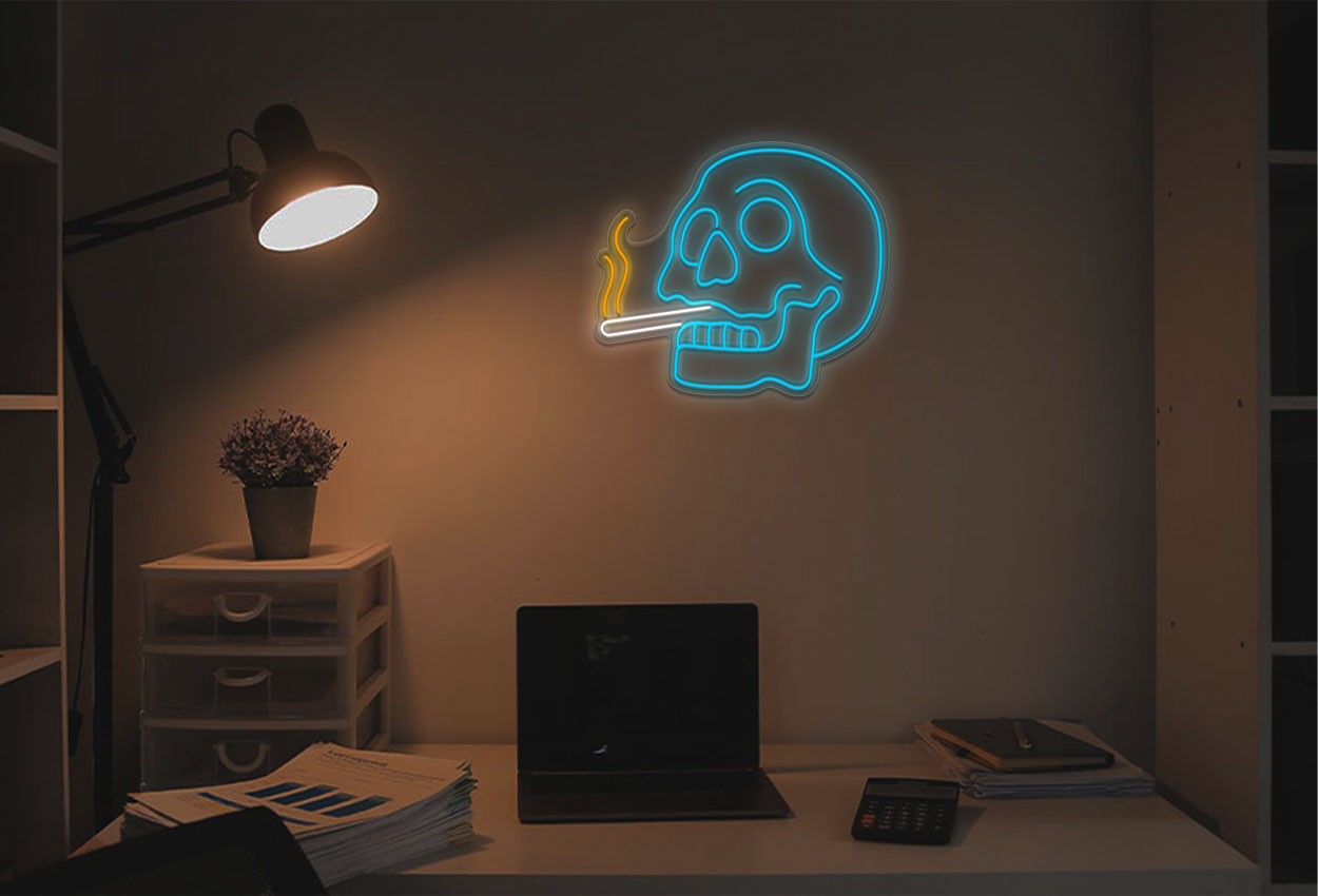 Smoking Skull LED Neon Sign