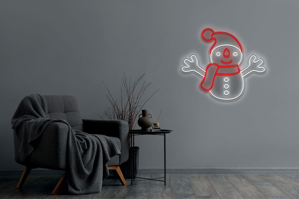 Snowman In 2 Colors LED Neon Sign