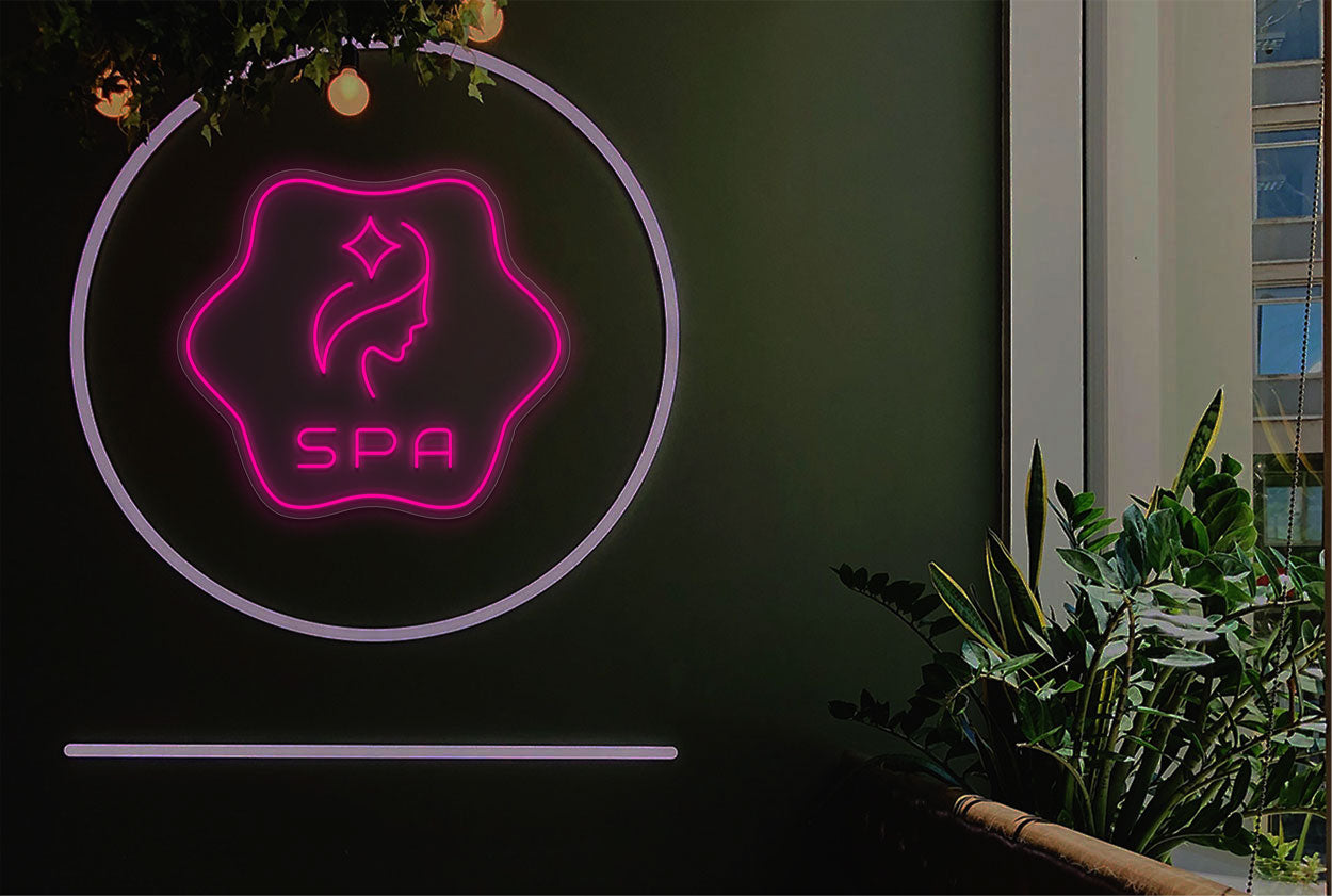 Spa With Face Logo LED Neon Sign