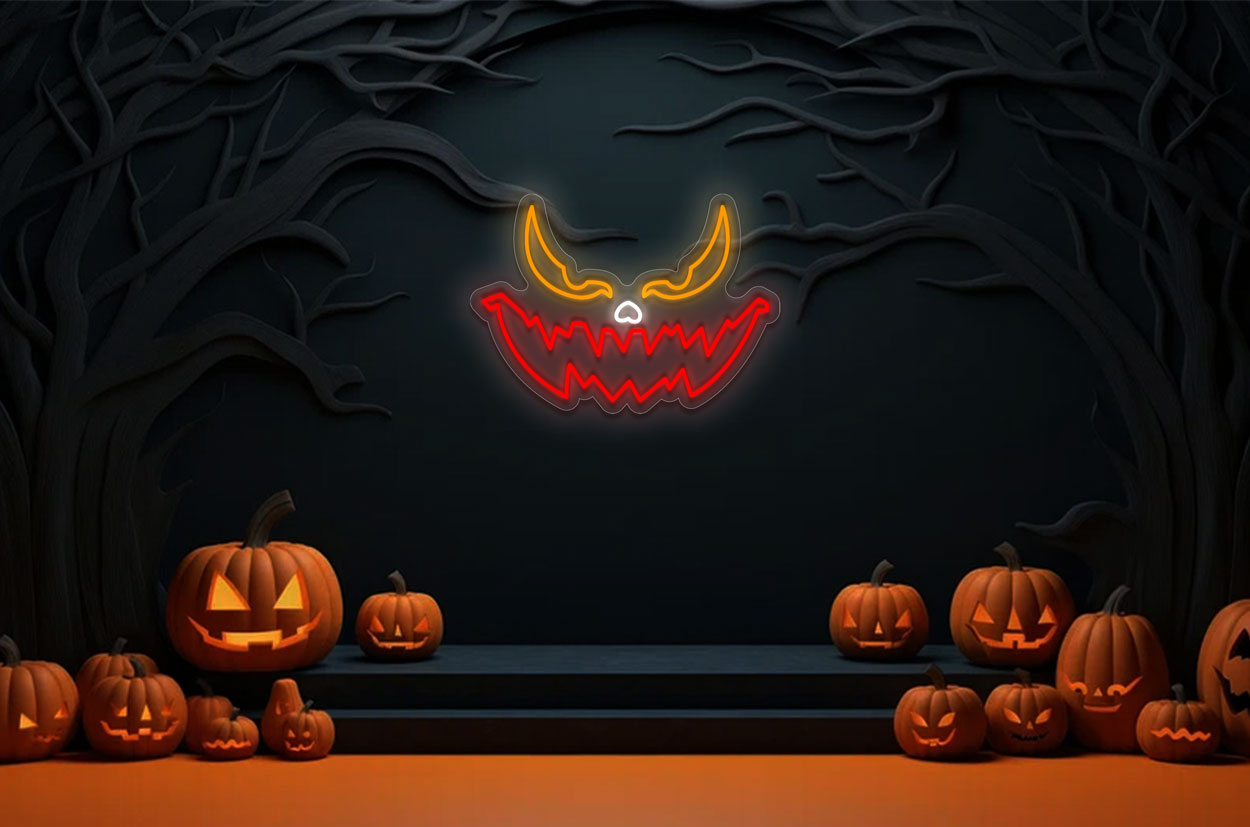 Spooky Pumpkin Face LED Neon Sign