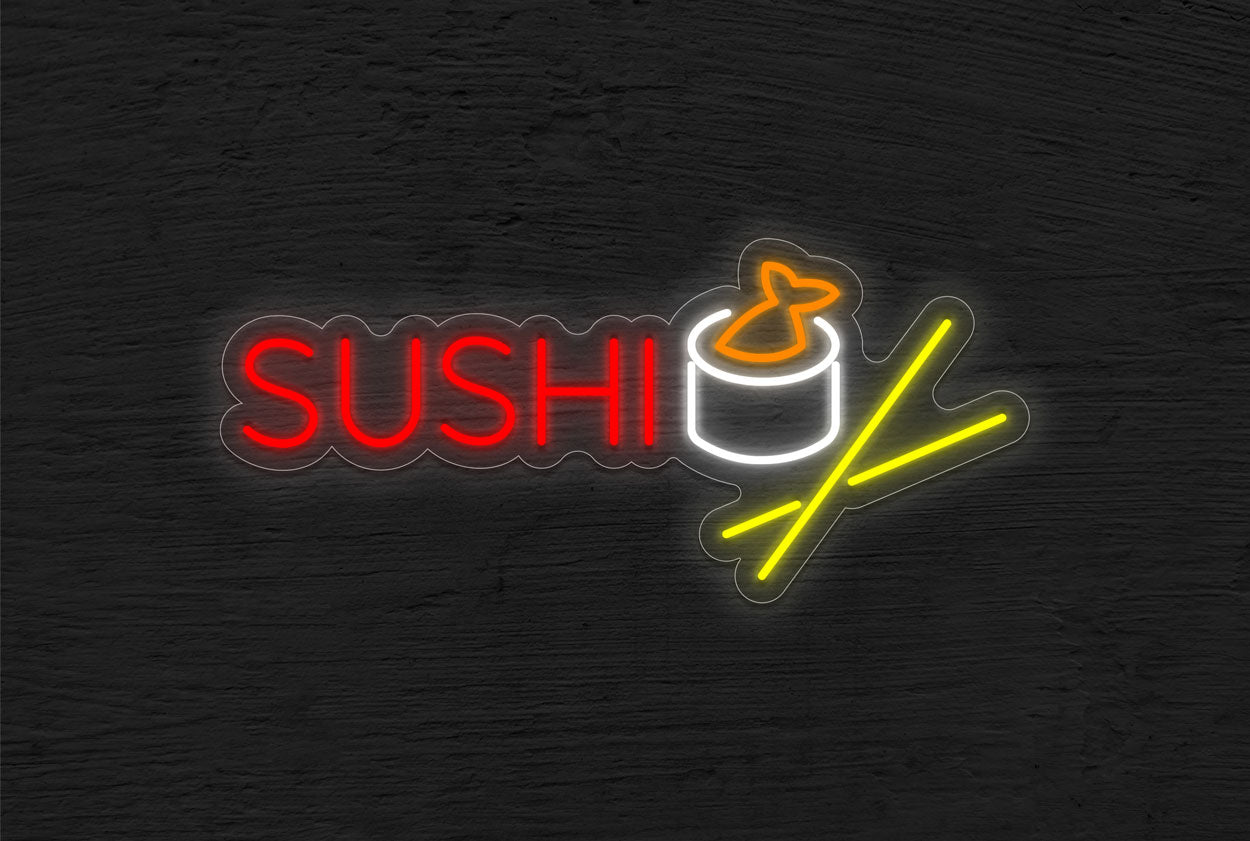 Sushi with Logo and Chopstick LED Neon Sign