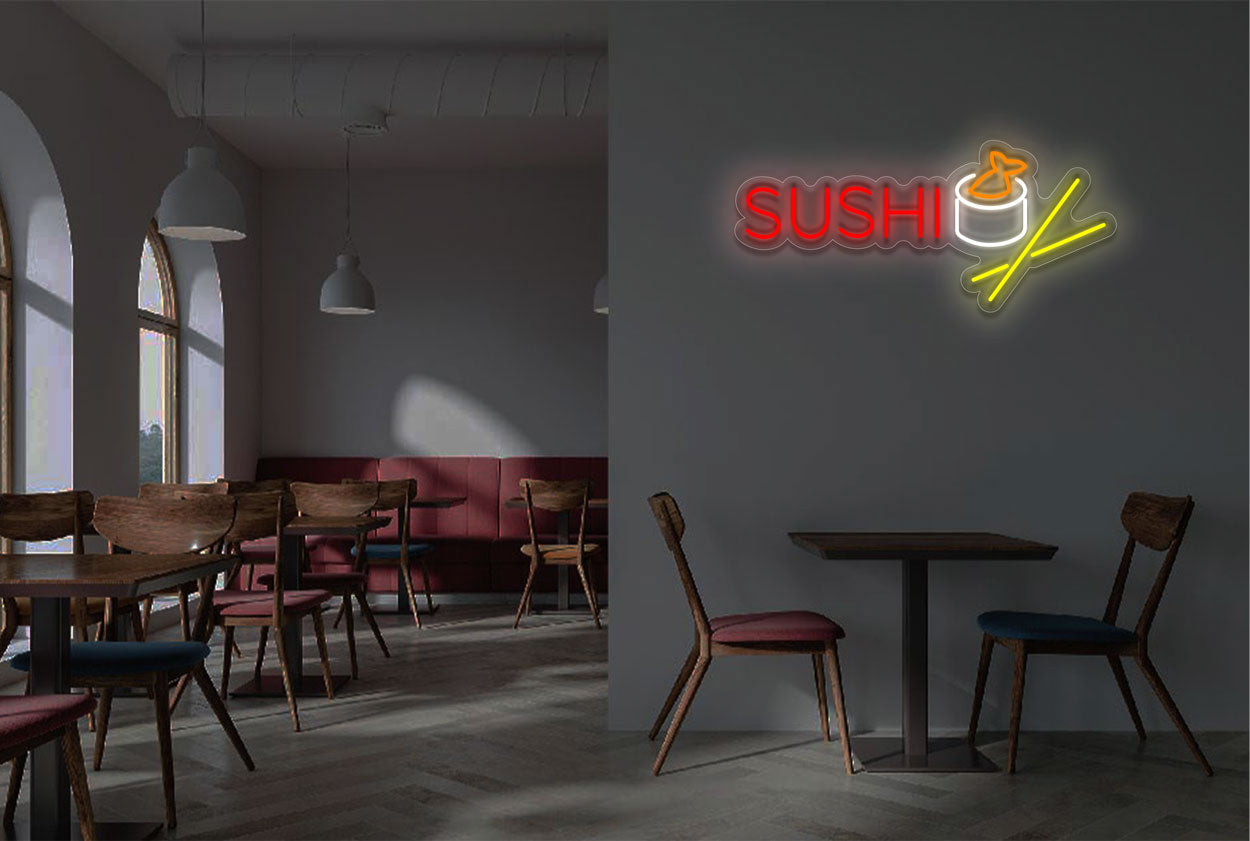 Sushi with Logo and Chopstick LED Neon Sign