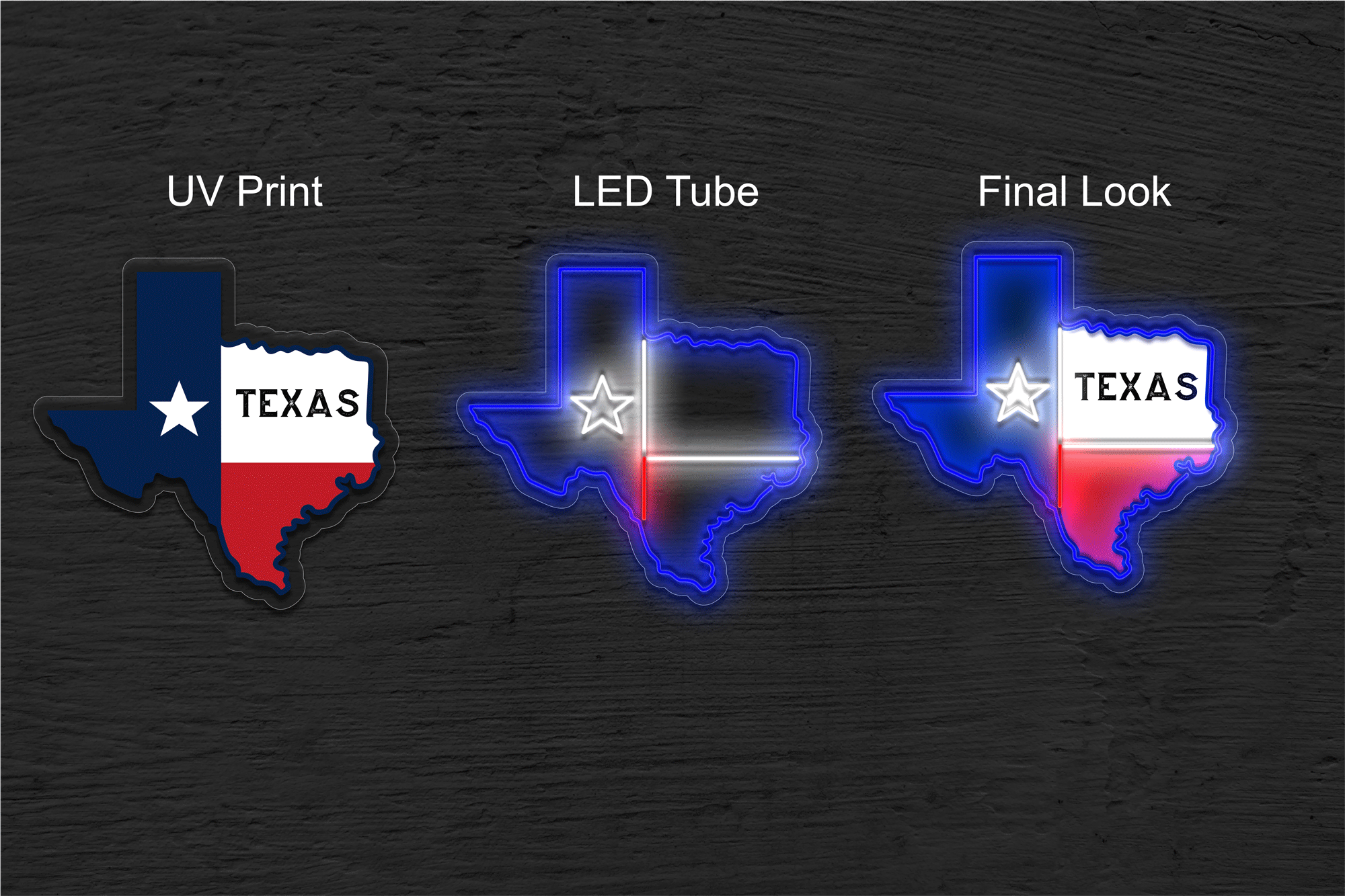 Texas Map With UV Printing LED Neon Sign