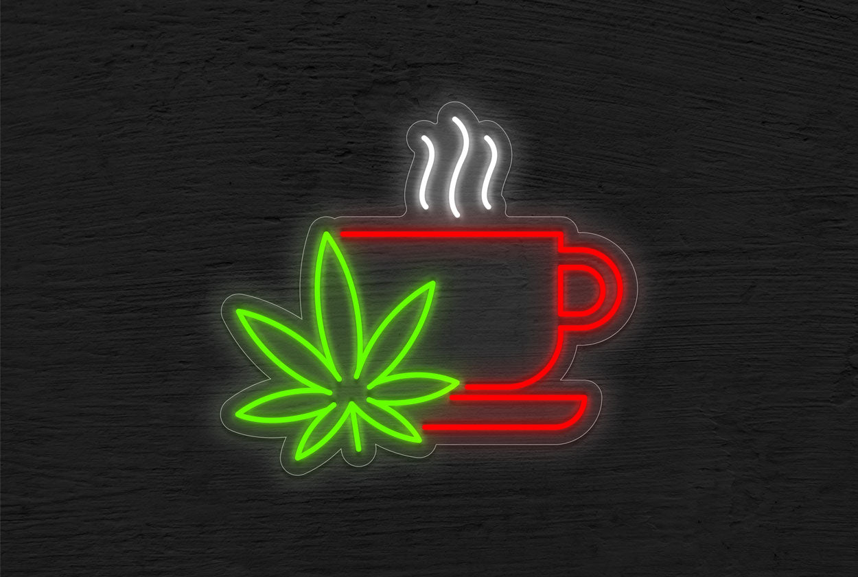 Cup of Cannabis Tea LED Neon Sign