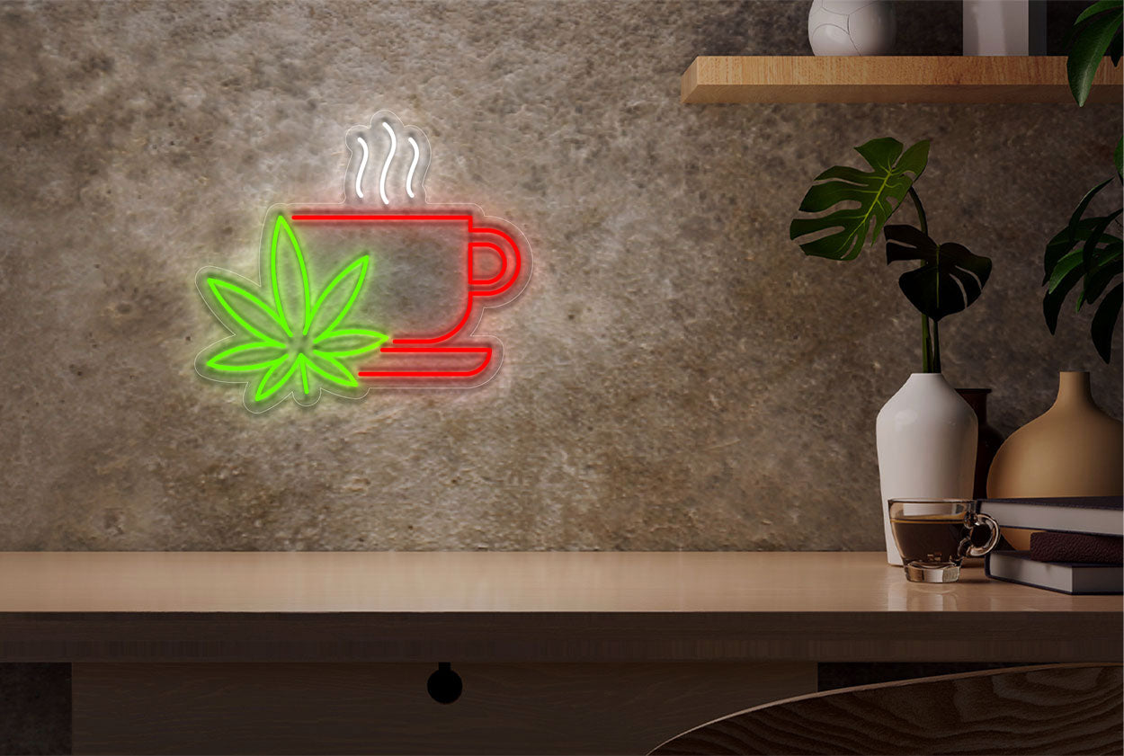 Cup of Cannabis Tea LED Neon Sign