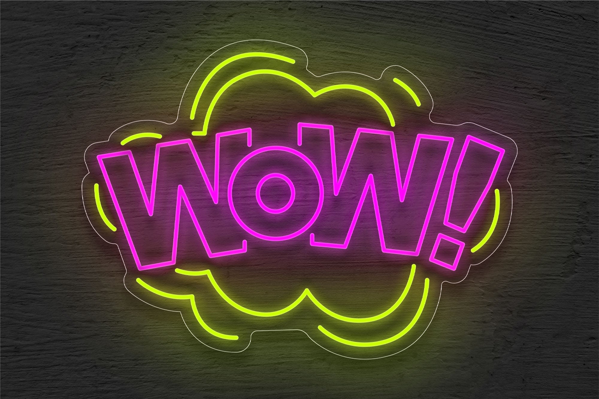 Buy WOW with Cloud Border LED Neon Sign  Inspirational Neon Signs from  Best Buy Neon Signs