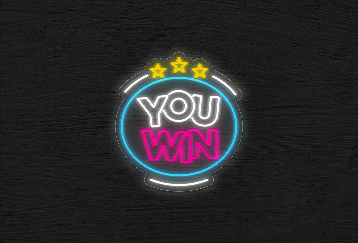 You Win with Circle Border and 3 Stars LED Neon Sign